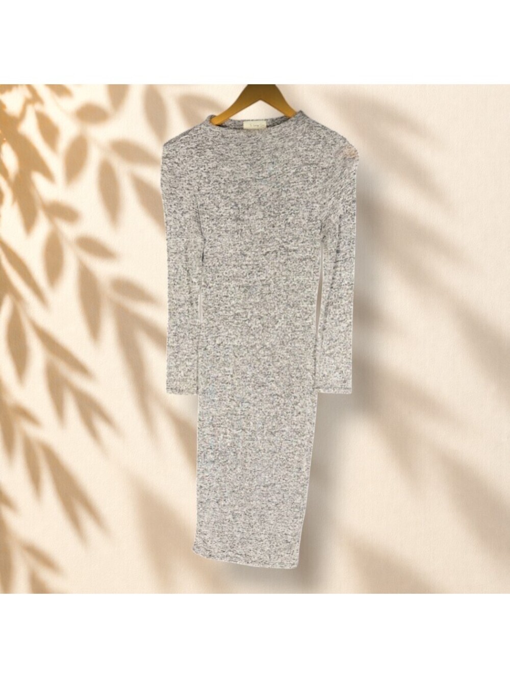 The Vintage Shop Dress Women M Medium Gray Shift Midi Long Sleeve Rayon Casual